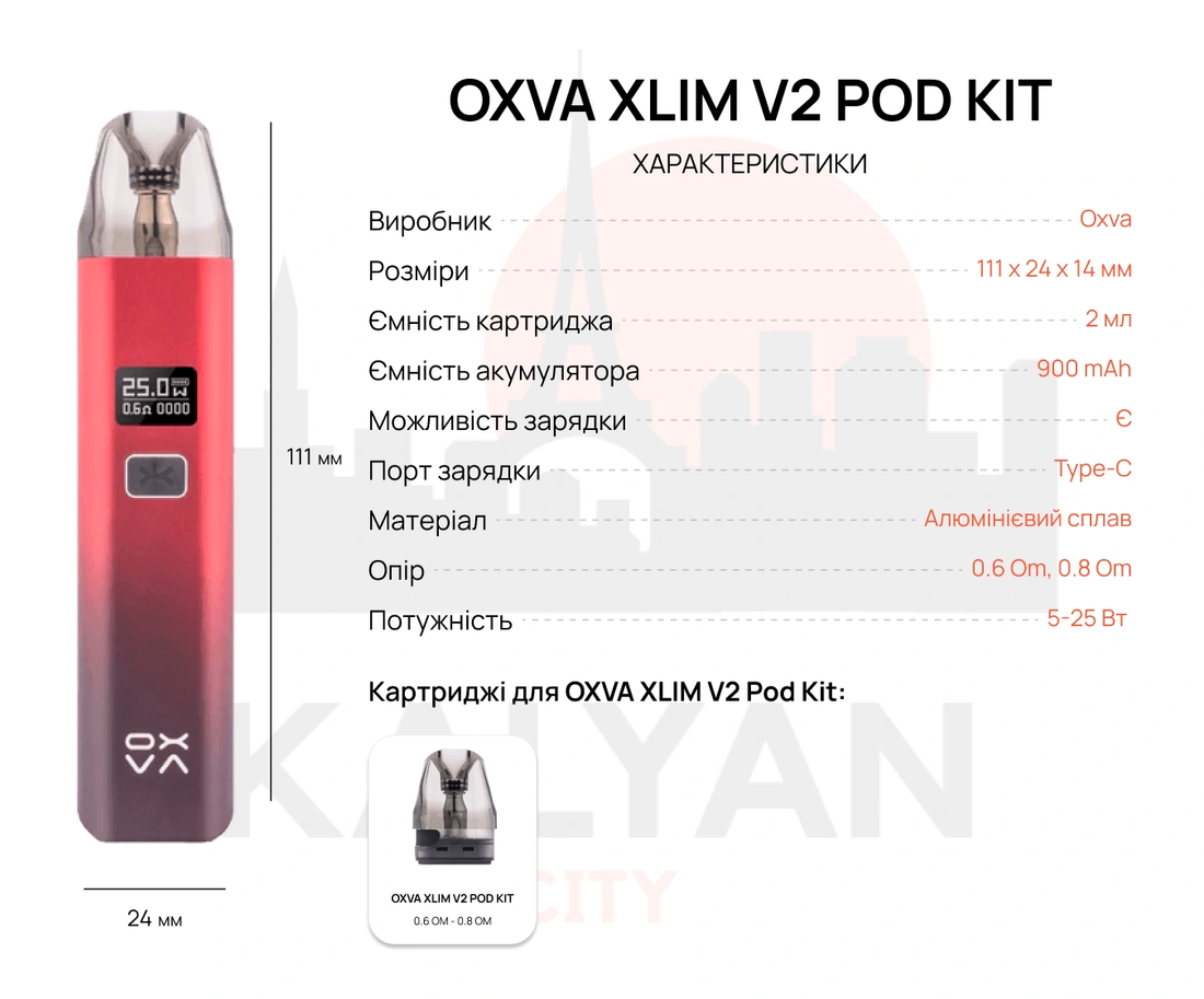 Pod-система OXVA XLim V2 Характеристики