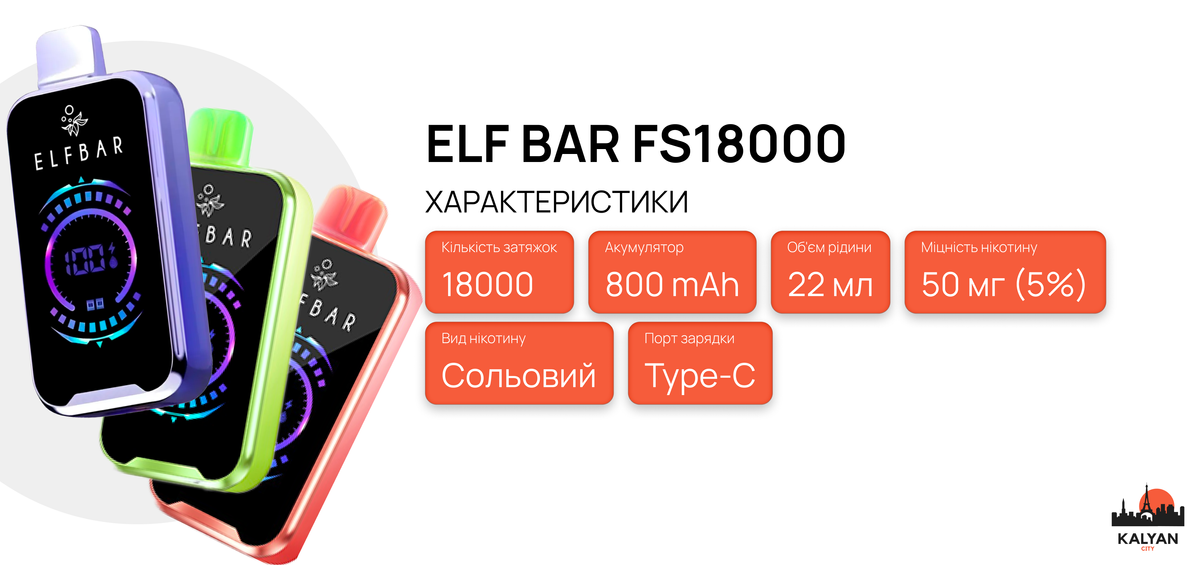 Характеристики Ельф Бар FS18000