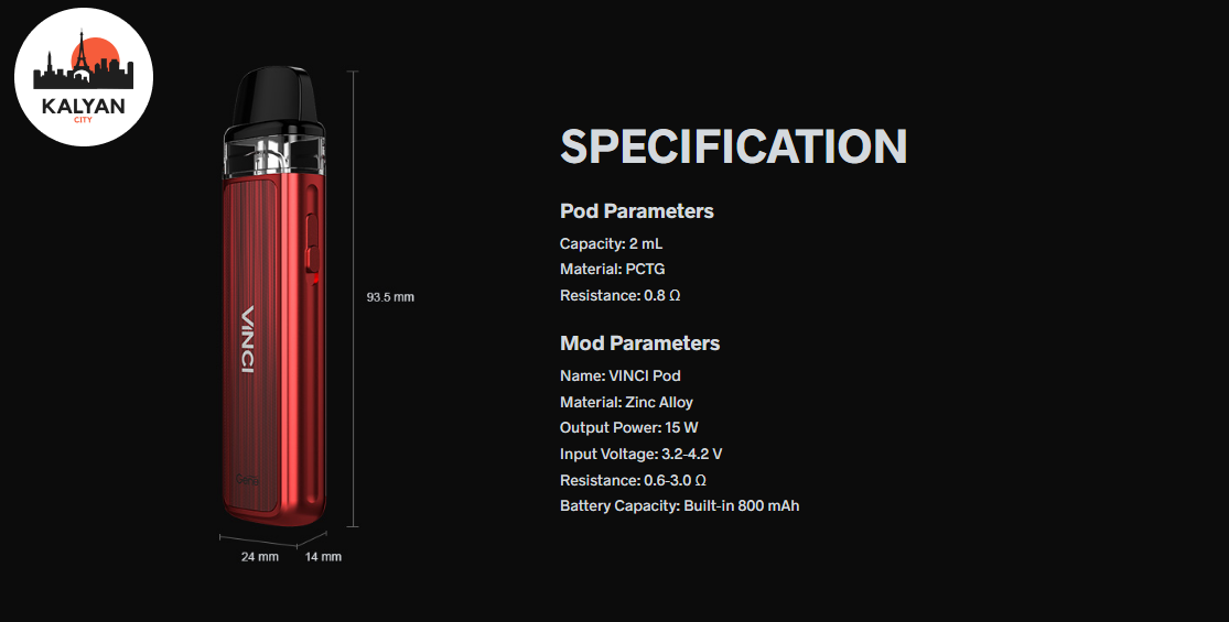 Под-система VooPoo Vinci Pod Характеристики