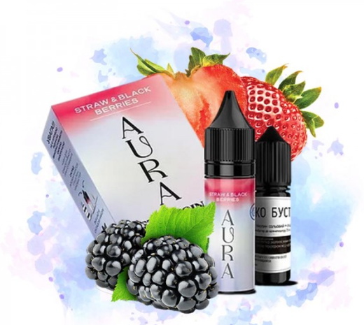 Набор солевой жидкости Aura Original Straw & Black Berries (Клубника Ежевика) 30 мл 30 мг