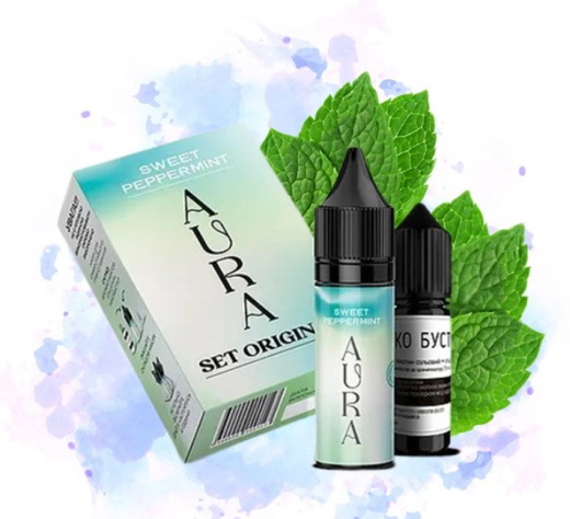 Набор солевой жидкости Aura Original Straw & Sweet Peppermint (Мята) 30 мл 50 мг