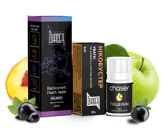 Набор Chaser Black Blackcurrant Peach Apple (Черная смородина Персик Яблоко) 30мл