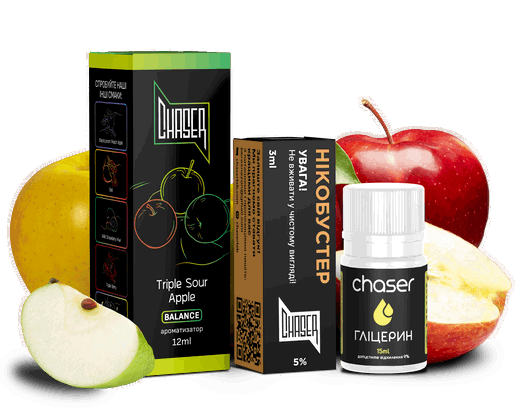 Набор Chaser Black Triple Sour Apple (Кислое Яблоко) 30мл