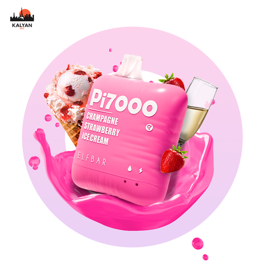 Одноразова електронна сигарета Elf Bar Pi7000 Champagne Strawberry Ice Cream (Шампанське полуничне морозиво)