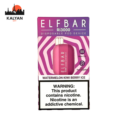 Elf Bar RI3000 Watermelon Kiwi Berry Ice (Кавун Ківі Ягода Лід)