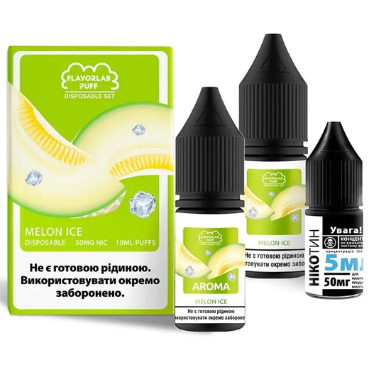 Набір сольової рідини Flavorlab Disposable Puff Melon Ice (Диня Лід) 10 мл 65 мг