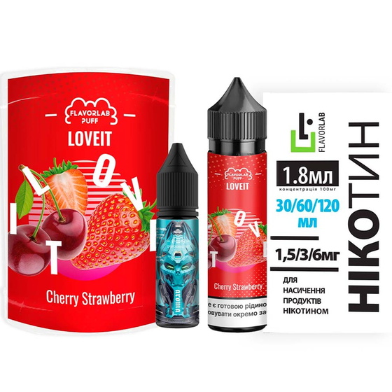 Набір органічної рідини Flavorlab Love IT Cherry Strawberry (Вишня Полуниця) 60 мл 6 мг