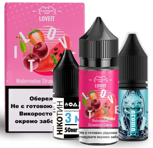 Набір Flavorlab Love IT Watermelon Strawberry Cherry (Кавун Полуниця Вишня) 30мл 25мг