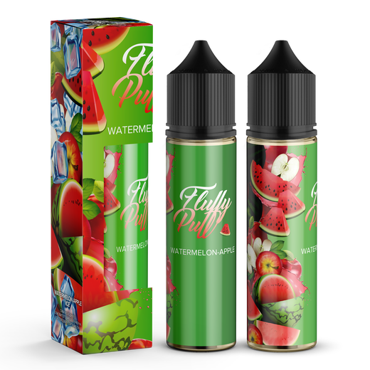 Набор органической жидкости Fluffy Puff Watermelon Apple (Арбуз Яблоко) 60 мл 1 мг