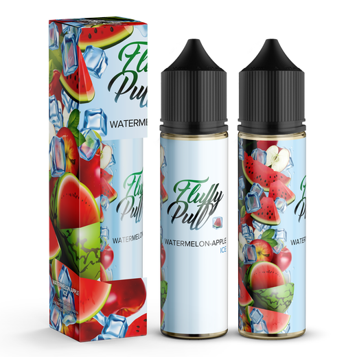 Набор органической жидкости Fluffy Puff Watermelon Apple Ice (Арбуз Яблоко Лед) 60 мл 3 мг