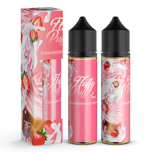 Набор органической жидкости Fluffy Puff Strawberry Ice Cream (Клубничное мороженое) 60 мл 3 мг