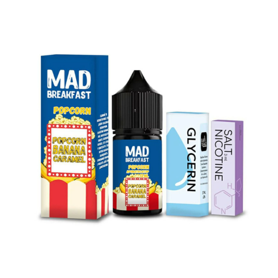 Набор солевой жидкости Mad Breakfast Popcorn (Попкорн Карамель Банан) 30 мл 30 мг