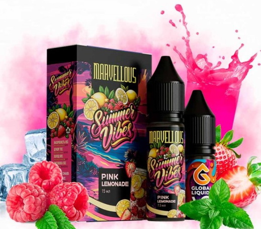 Набор солевой жидкости Marvellous Summer Vibes Pink Lemonade (Розовый Лимонад) 15 мл 50 мг