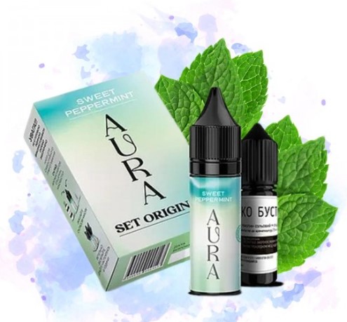 Набор солевой жидкости Aura Original Straw & Sweet Peppermint (Мята) 15 мл 50 мг