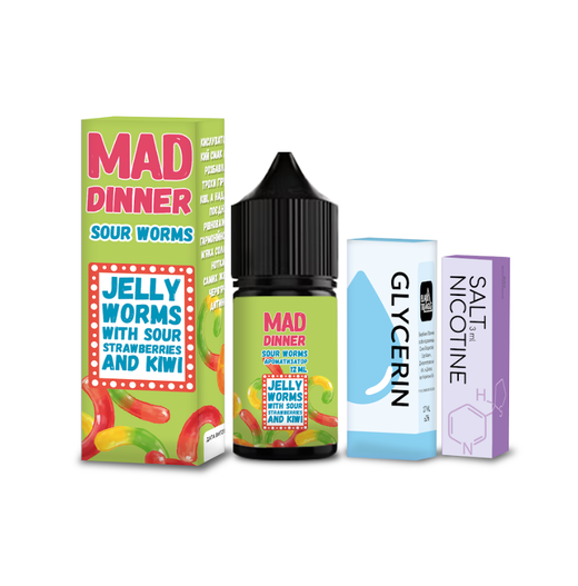 Набір сольової рідини Mad Dinner Sour Worms (Желейні черв'ячки) 30 мл 30 мг