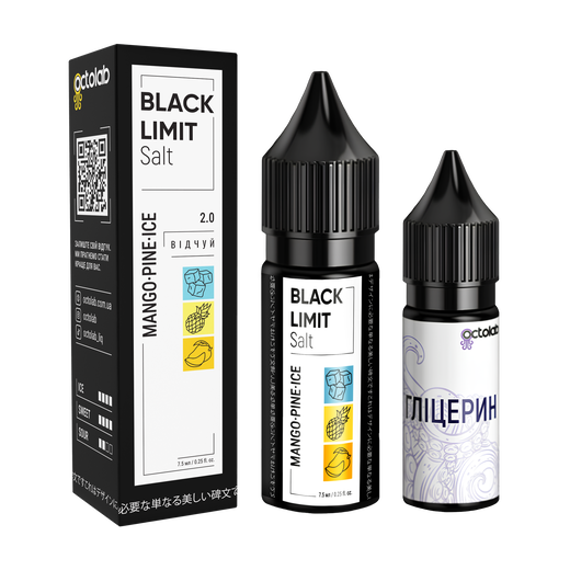 Набір сольової рідини Octobar Black Limit Mango Pine Ice (Манго Ананас Лід) 15 мл 50 мг
