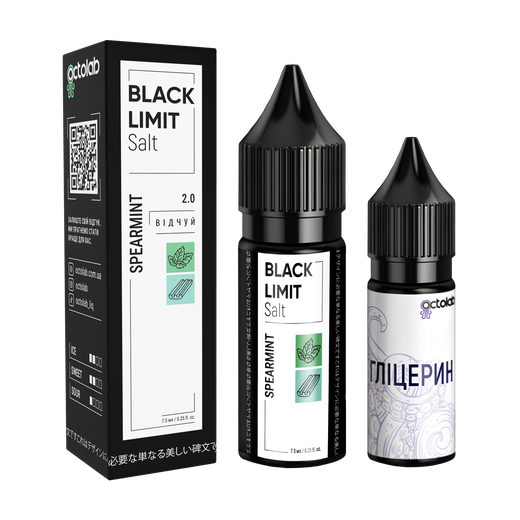 Набір сольової рідини Octobar Black Limit Spearmint (М'ята Жуйка) 15 мл 50 мг