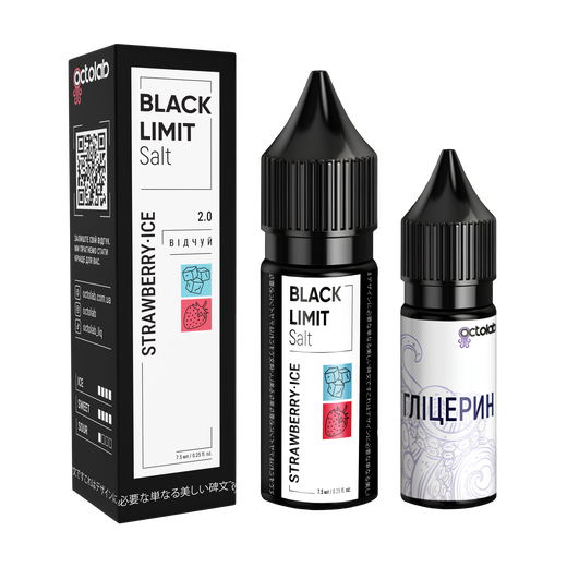 Набір сольової рідини Octobar Black Limit Strawberry Ice (Полуниця Лід) 15 мл 50 мг