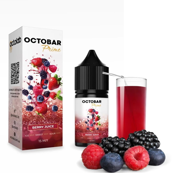 Набор солевой жидкости Octobar Prime Berry Juice (Ягодный сок) 30 мл 50 мг