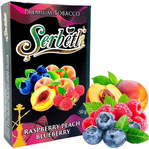 Тютюн Serbetli Raspberry Peach Blueberry (Малина Персик Чорниця) 50 гр