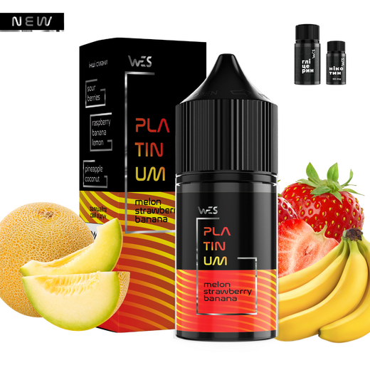 Набор солевой жидкости WES Platinum Melon Strawberry Banana (Дыня Клубника Банан) 30 мл 50 мг