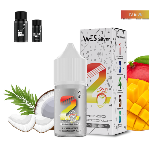 Набор солевой жидкости WES Silver Mango&Coconut (Манго Кокос) 30 мл 65 мг