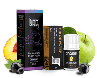 Набір Chaser Black Blackcurrant Peach Apple (Чорна смородина Персик Яблуко) 30мл