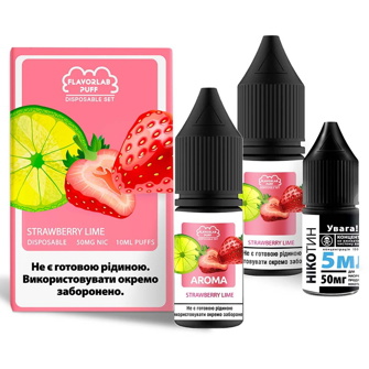 Набір Flavorlab Disposable Puff 10мл 50мг Strawberry Lime (Полуниця Лайм)