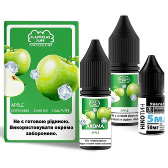 Набір сольової рідини Flavorlab Disposable Puff Apple (Яблуко) 10 мл 65 мг
