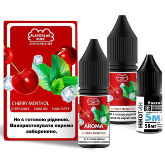 Набор солевой жидкости Flavorlab Disposable Puff Cherry Menthol (Вишня Ментол) 10 мл 65 мг