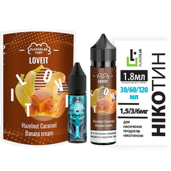 Набір Flavorlab Love IT Органіка Hazelnut Caramel Banana cream (Карамель з фундуком і Банановий крем) 60мл 6мг