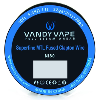 Котушка спіралі Vandy Vape Superfine MTL Fused Clapton Wire Ni80 (30ga)