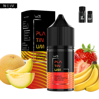 Набор солевой жидкости WES Platinum Melon Strawberry Banana (Дыня Клубника Банан) 30 мл 65 мг