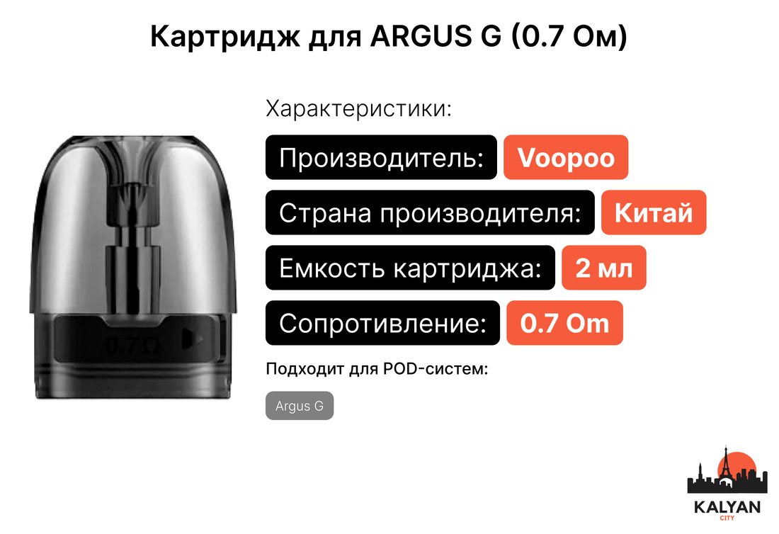 Купить картридж для под-системи VooPoo Argus G