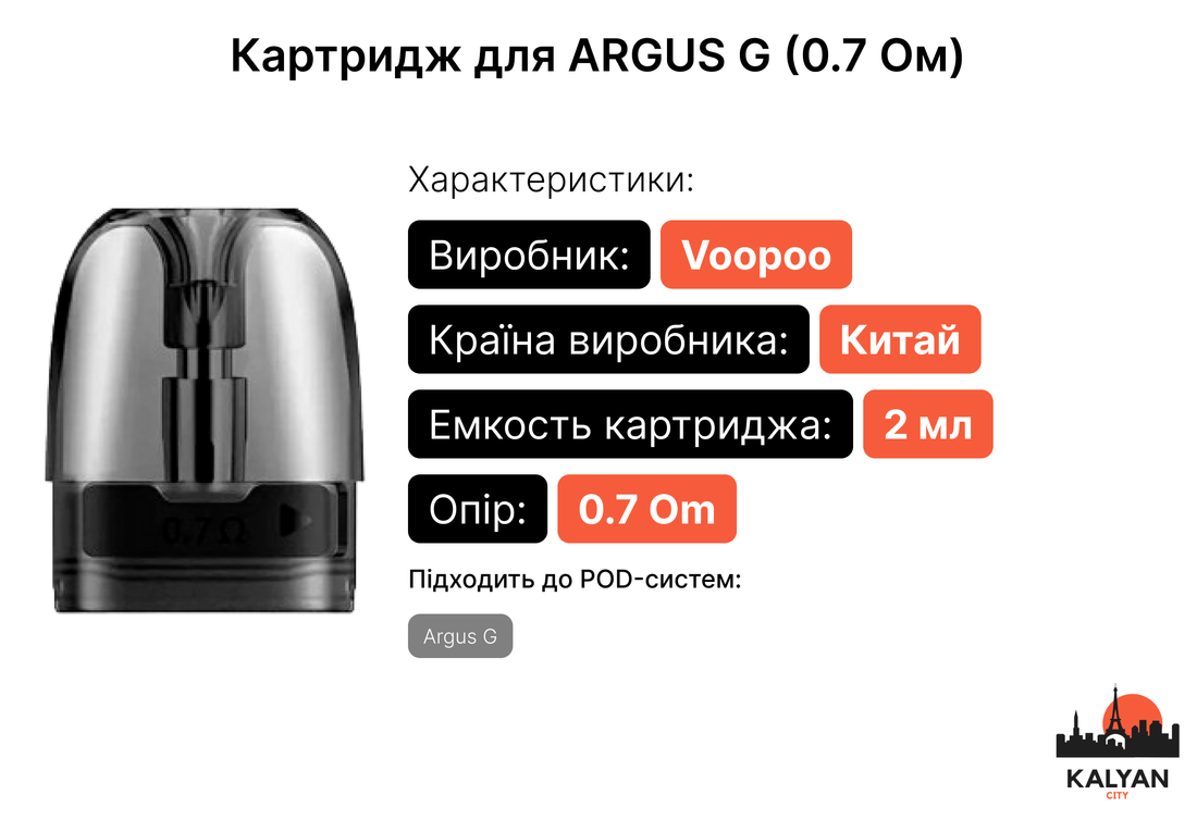 Купити картридж для под-системи VooPoo Argus G