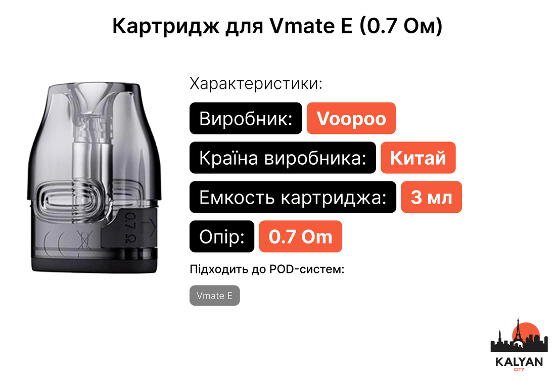 Картриджі для Pod-системи Voopoo Vmate E