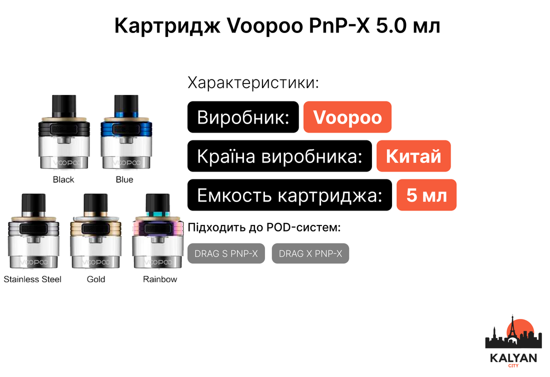 Порожній картридж Voopoo PnP-X (Веселка)